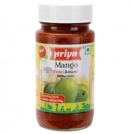 Priya Mango Pickle Avakaya (Without Garlic)  Glass Bottle  300 grams